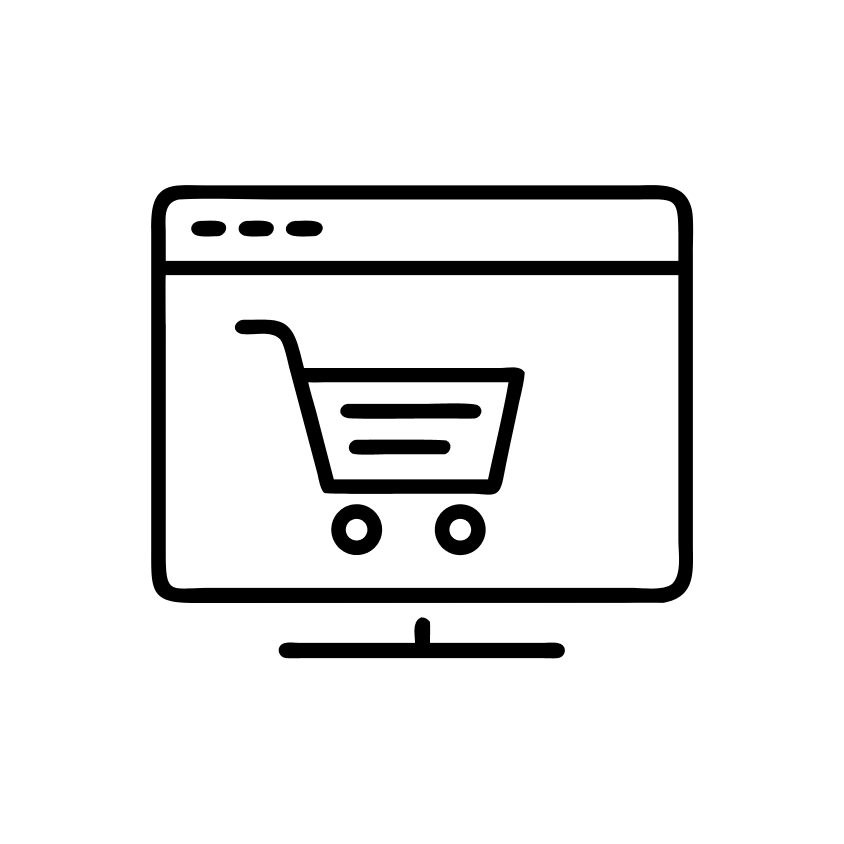 E-commerce website development icon with shopping cart